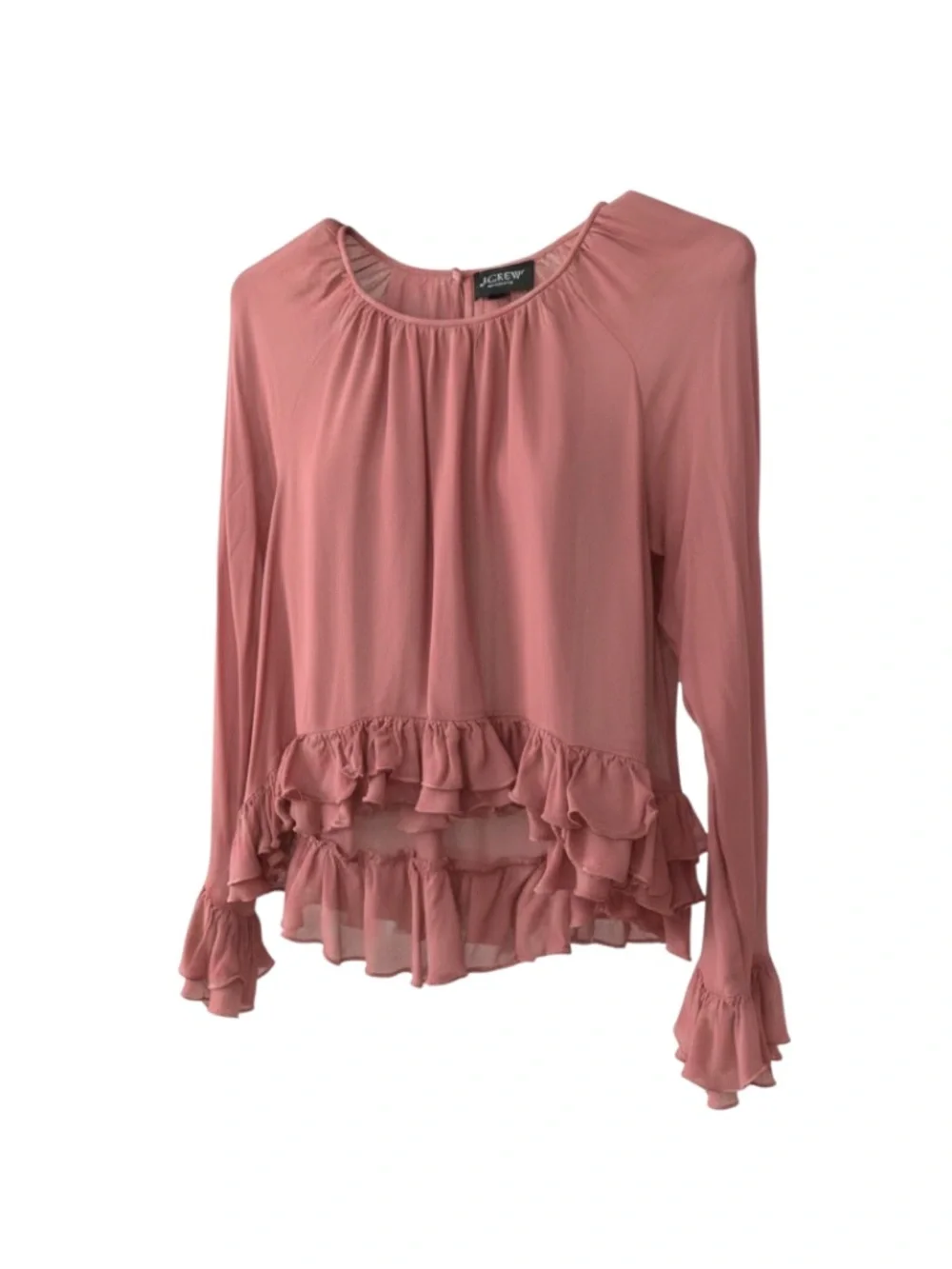 J. Crew Dusty Rose Ruffle Blouse